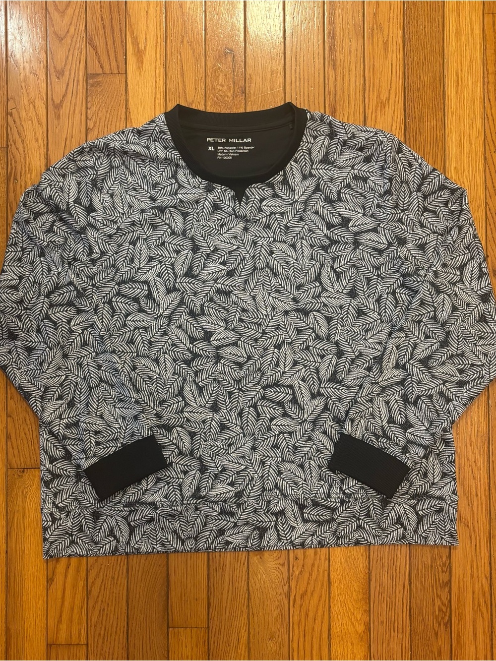 Peter Millar Women’s Birdie Sport Sweatshirt Black/White UPF 50+ LS Crew Neck